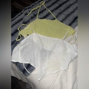 Green and White bandanna tops